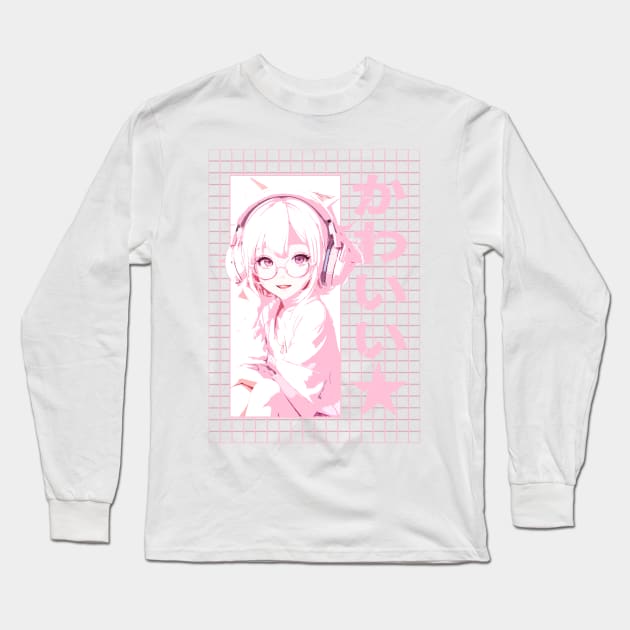 Anime Gamer Girl T-Shirt Hoodie Sticker Case Mug Apparel Wall Art Pillow Magnet Tote Bag Tapestrie Long Sleeve T-Shirt by DazzlMe